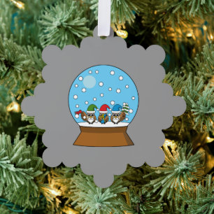 Carte Décorative Globe des neiges avec trois Chouettes Gnomes