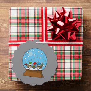 Carte Décorative Globe des neiges avec trois Chouettes Gnomes