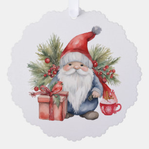 Carte Décorative Gnome de Noël mignon aquarelle