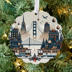 Carte Décorative Golden Gate Holiday Magie San Francisco Noël