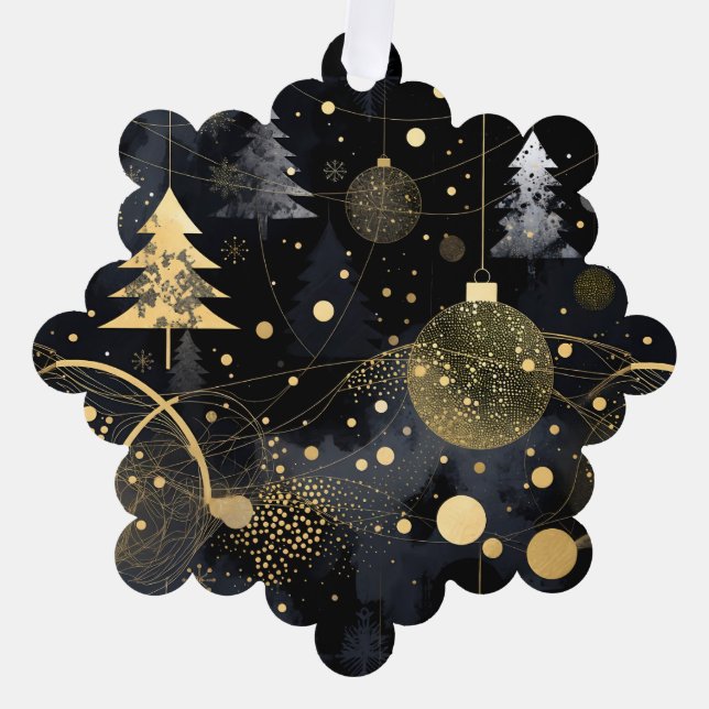 Carte Décorative Golden Noir Christmas Ornaments (Recto)