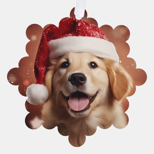 Carte Décorative Golden Retriever à Santa Hat (Recto)