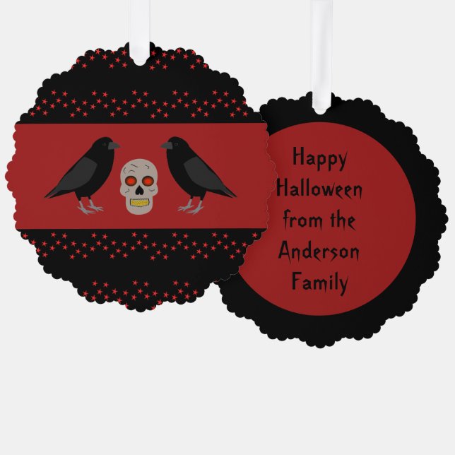Carte Décorative Gothique crâne et gardien Ravens Halloween Custom (Recto/Verso)