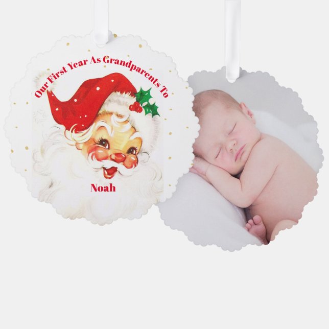 Carte Décorative Grand-parents First Christmas Photo Père Noël (Recto/Verso)