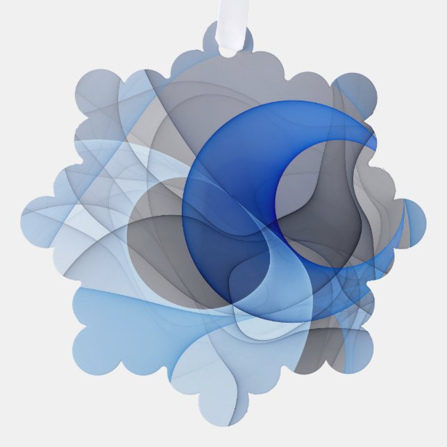 Carte Décorative Graphique d'art fractal gris bleu Abstrait moderne (Recto)