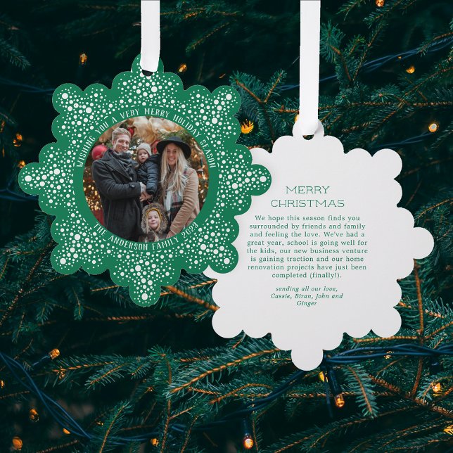 Carte Décorative Green Blizzard Dots Snowy Photo Fête Noël (Créateur téléchargé)