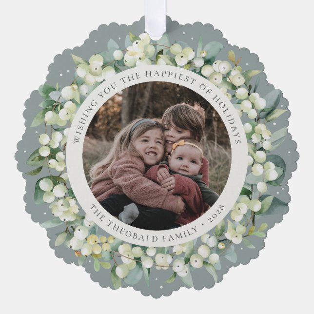 Carte Décorative Green Snowberry+Eucalyptus Holiday Wreath Photo  (Recto)