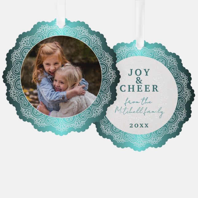 Carte Décorative Guirlande Mandala Blanche Personnalisée En Bleu Oc (Recto/Verso)