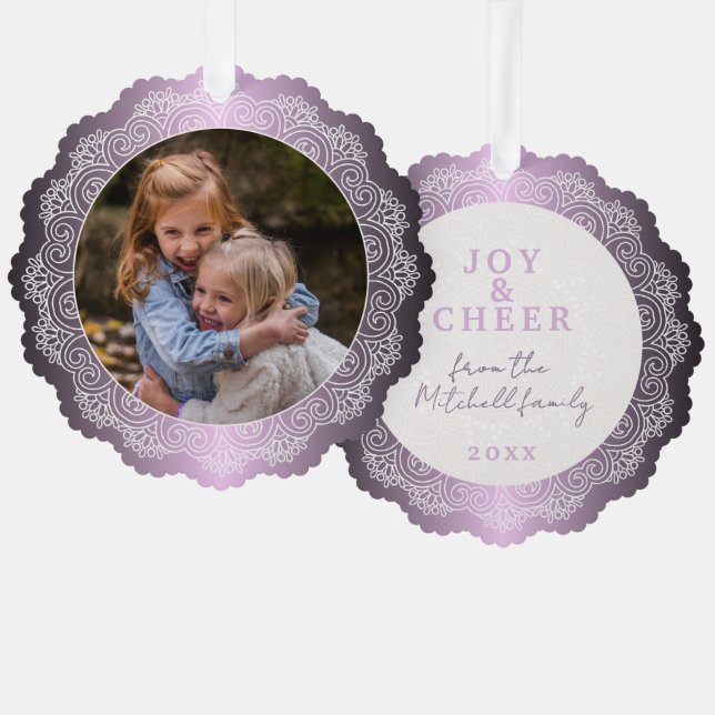 Carte Décorative Guirlande Mandala blanche personnalisée Faux Métal (Recto/Verso)