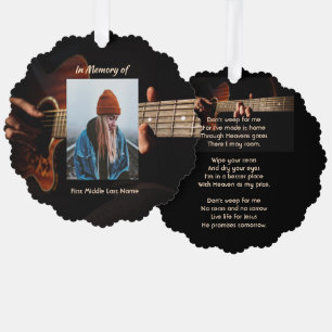 Carte Décorative Guitare de musique chrétienne souvenir mémorial