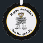 Carte Décorative Hanoukka heureuse du Carré de NYC Menorah Washingt<br><div class="desc">Design présente une illustration originale du Carré Arch de Washington de NYC,  "habillé" pour Hanoukka avec une menorah en haut. Ne vois-tu pas ce que tu cherches ? Vous avez besoin d'aide pour la personnalisation ? Contactez Rebecca pour avoir quelque chose créé juste pour vous !</div>