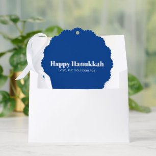 Carte Décorative Happy Hanoukka bleu blanc minimaliste texte person