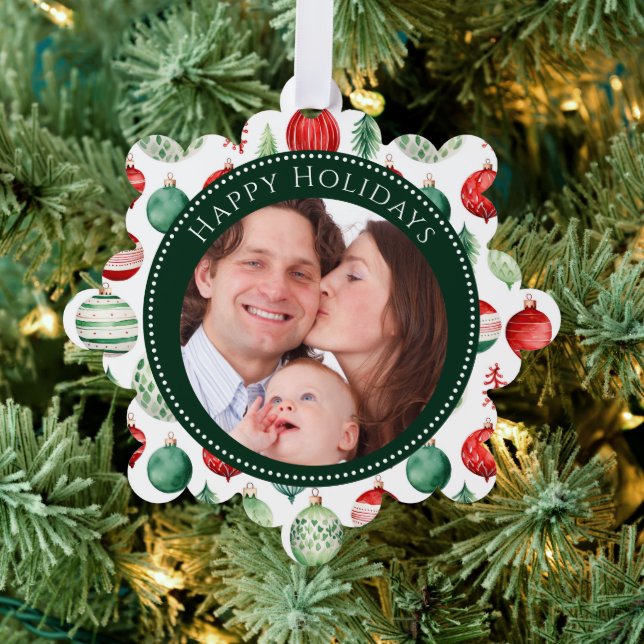 Carte Décorative Happy Holidays Festive Family Photo (Insitu (Arbre))