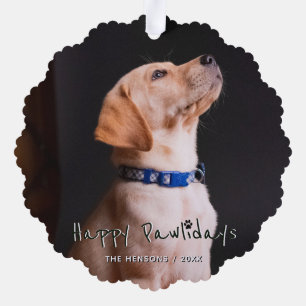 Carte Décorative Happy Pawlidays Funny Pun Pet Photo
