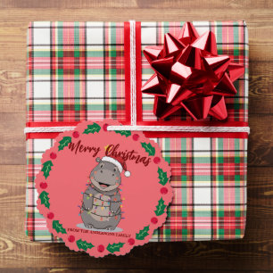 Carte Décorative Hippopotame mignon arbre de Noël animal de zoo Noë