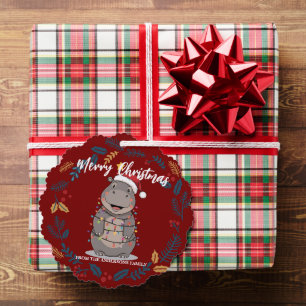Carte Décorative Hippopotame mignon arbre de Noël animal de zoo Xma
