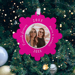 Carte Décorative Hot rose meilleur amis photo<br><div class="desc">Personnalisez et ajoutez votre propre photo. Un arrière - plan rose vif. Ajoutez vos noms et votre année. Texte blanc.</div>