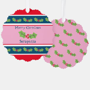 Carte Décorative Houx et Baies de Noël Personnalisés