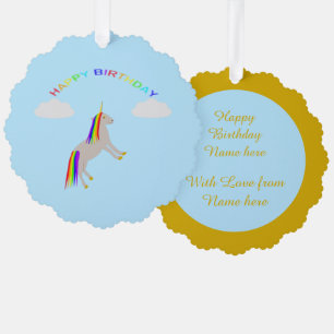 Carte Décorative Imaginaire Anniversaire Unicorne Arc en ciel et nu
