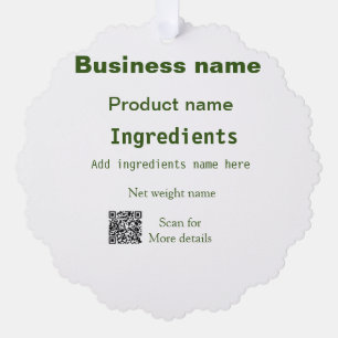 Carte Décorative Ingrédients ajouter le nom de produit analyse de p