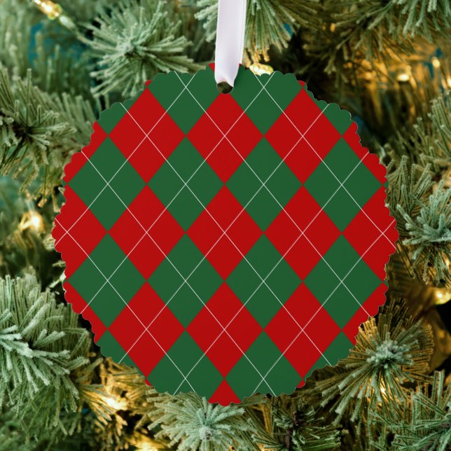 Carte Décorative Jacquard preppy Tartan Diamond Plaid Rouge Vert (Insitu (Arbre))