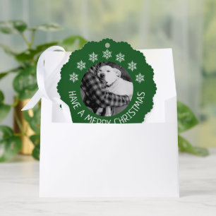 Carte Décorative Joli chien avec photo de papa Joyeux Noël Vert