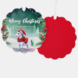 Carte Décorative Joli Santa licorne Noël Fête de famille