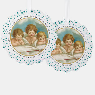 Carte Décorative Joli turquoise trois anges vintages Noël