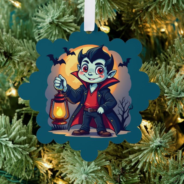 Carte Décorative Joli Vampire avec Lanterne Kawaii Halloween (Insitu (Arbre))