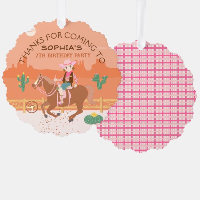 Carte Décorative Jolie Cowgirl et cheval fête d'anniversaire (Recto/Verso)