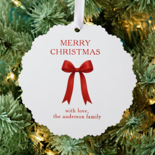 Carte Décorative Jolie Photo de Noël avec un Nœud Rouge Joyeux Noël