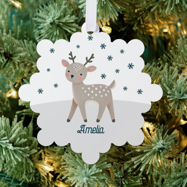 Carte Décorative Jolis Flocons de Neige de Renne Nom Noël (Insitu (Arbre))