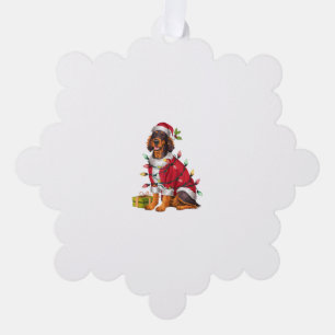 Carte Décorative Jour de Noël Éclairage Père Noël Irish Setter Chie