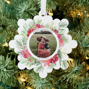 Carte Décorative Joyeuse aquarelle de Noël Wreath botanique d'hiver