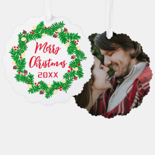 Carte Décorative Joyeuse couronne de Noël Photo personnalisée