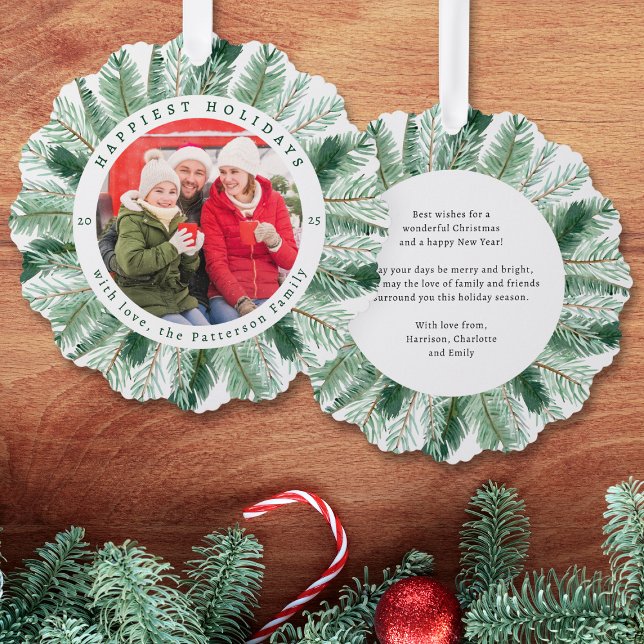 Carte Décorative Joyeuses vacances aquarelle Floral Wreath Photo (Créateur téléchargé)