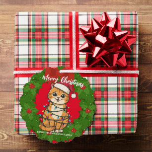 Carte Décorative Joyeux et lumineux chat Noël chaton neige hiver