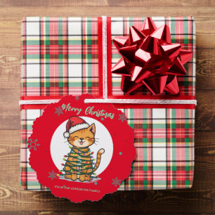 Carte Décorative Joyeux et lumineux chat Noël chaton neige hiver
