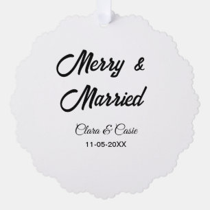 Carte Décorative Joyeux et marié ajouter un couple Nom date holiday