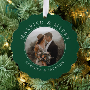 Carte Décorative Joyeux marié Mariage vert photo Noël