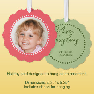Carte Décorative Joyeux Noël ajouter photo nom de famille rose