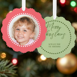 Carte Décorative Joyeux Noël ajoutez photo nom de famille rose