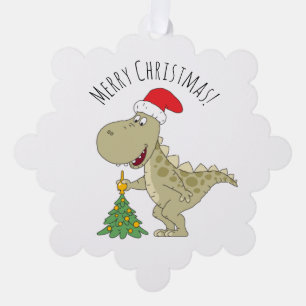 Carte Décorative Joyeux Noël Arbre mignonne Dinosaure Santa Hat