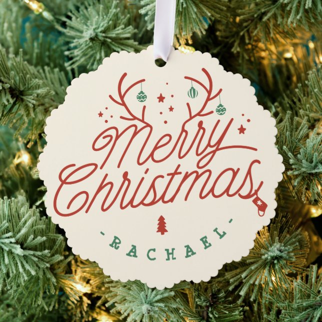 Carte Décorative Joyeux Noël Check Plaid Reinder personnalisé (Insitu (Arbre))