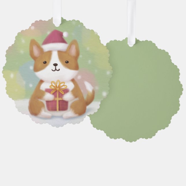 Carte Décorative Joyeux Noël : Corgi Illustration Art (Recto/Verso)