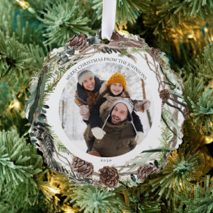 Carte Décorative Joyeux Noël Eucalyptus hiver photo couronne