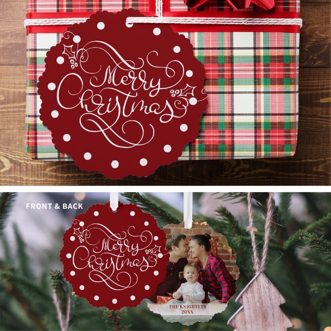 Carte Décorative Joyeux Noël Fancy Script Photo Couleur personnalis (Créateur téléchargé)