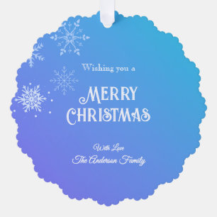 Carte Décorative Joyeux Noël Flocon de Neige Moderne Violet Bleu