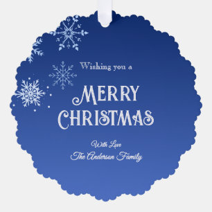 Carte Décorative Joyeux Noël Flocons de Neige Bleus Modernes