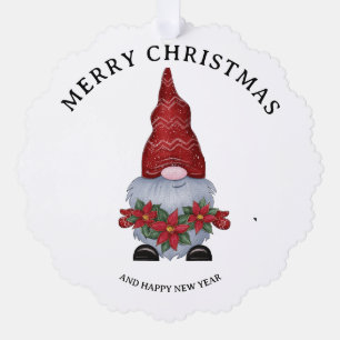Carte Décorative Joyeux Noël Gnome Avec Parties scintillant Poinset